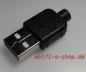 Preview: USB 2.0 Stecker Stecker Typ A Schwarz Kunststoff