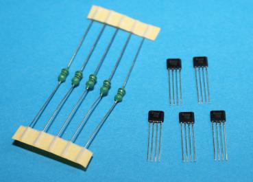 5er Set Solar LED Treiber QX5252F TO-94 + Spule Induktivität (100µH - 330µH),  5mm LED