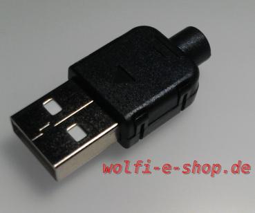 USB 2.0 Stecker Stecker Typ A Schwarz Kunststoff